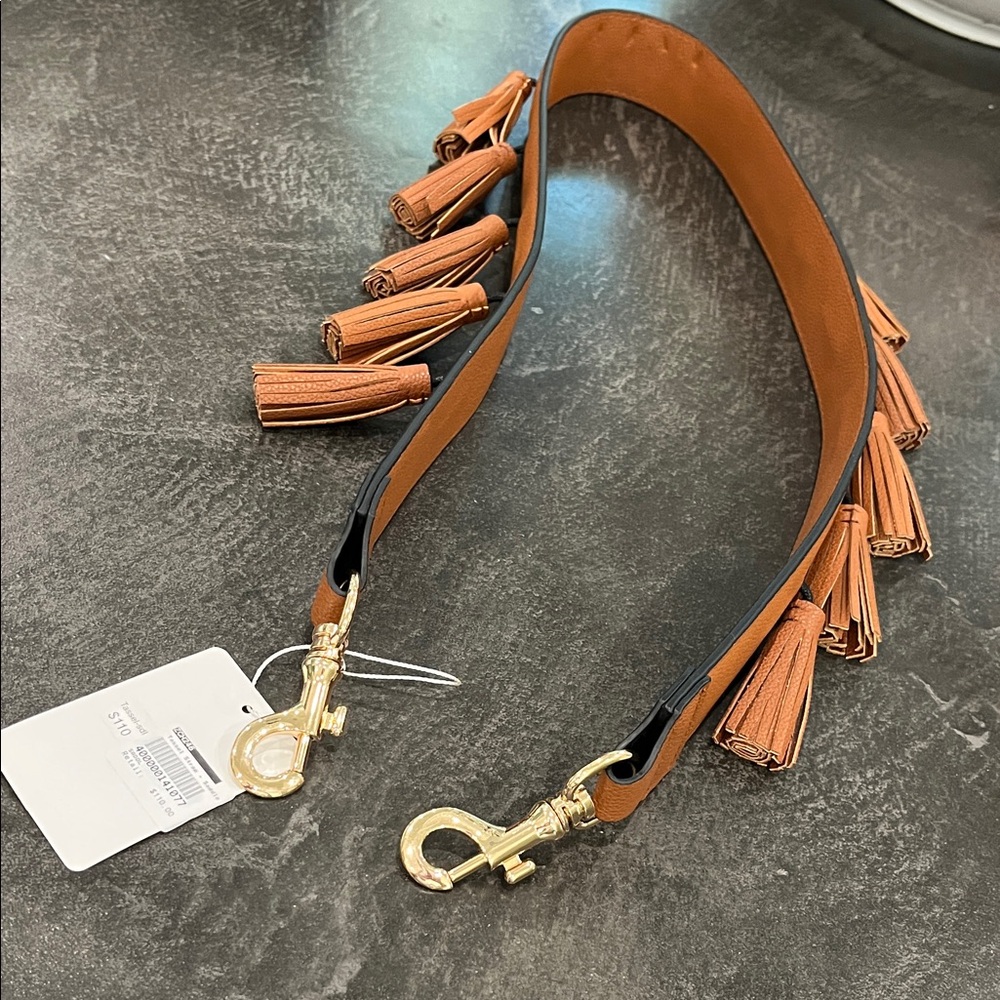 Stylish Brown Leather purse strap with Tassels